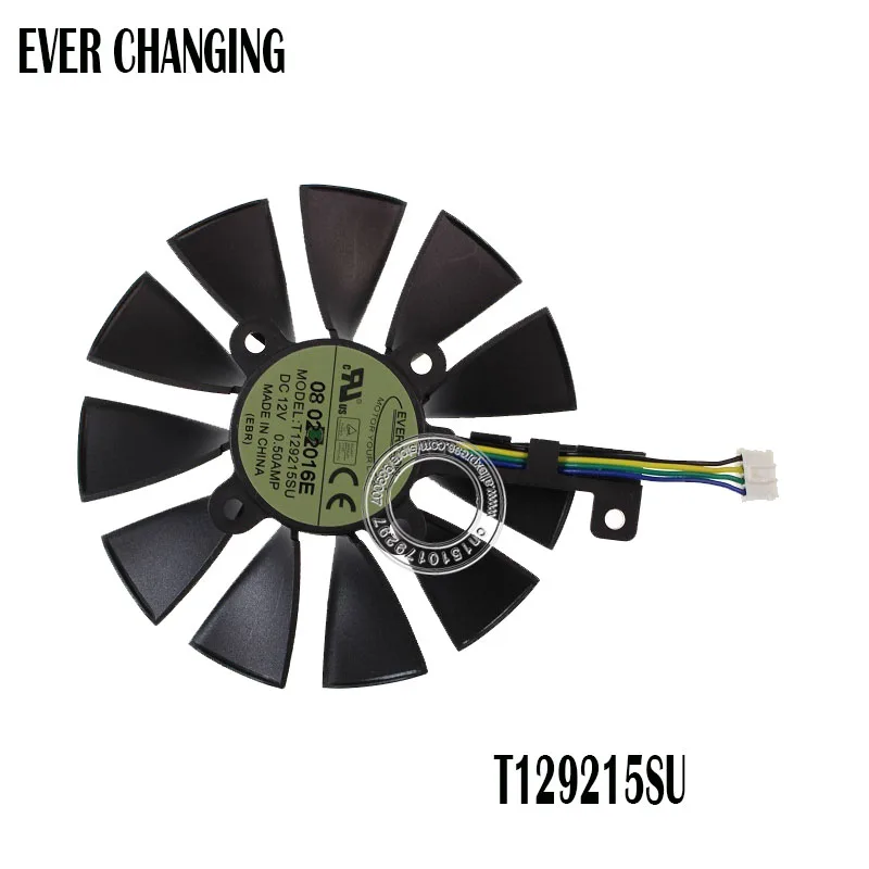 Вентилятор охлаждения Everflow 87 мм T129215SU 4Pin 0.50A для вентиляторов видеокарт GTX 980 Ti 1050
