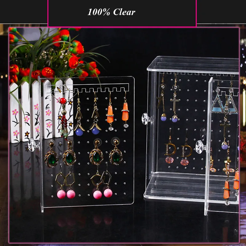 Прозрачная/Черная Пластиковая Полка для ювелирных изделий 3 уровня|display shelf|tiered