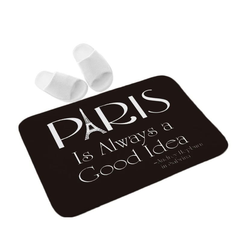 PARIS Прямоугольный напольный коврик, креативный уникальный дверной коврик, домашний коврик, супер мягкий абсорбирующий коврик для ванной, дверной входной черный коврик, 40 см* 60 см - Цвет: PARIS