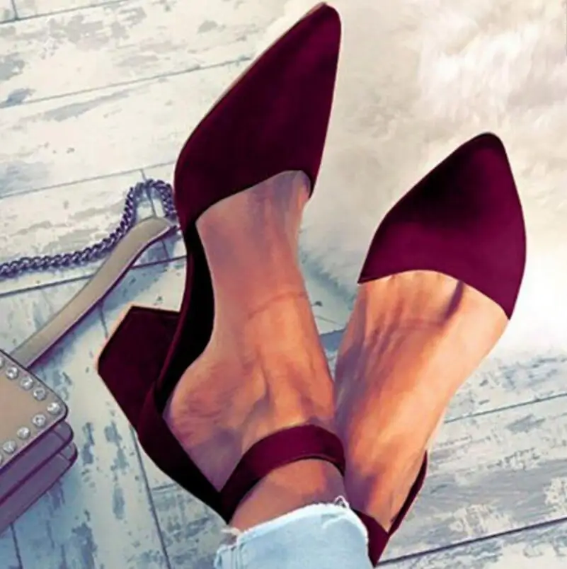 

Women pumps block heels sexy sandals buckle strap pointed toe ladies shoes big size chaussure femme zapatos mujer