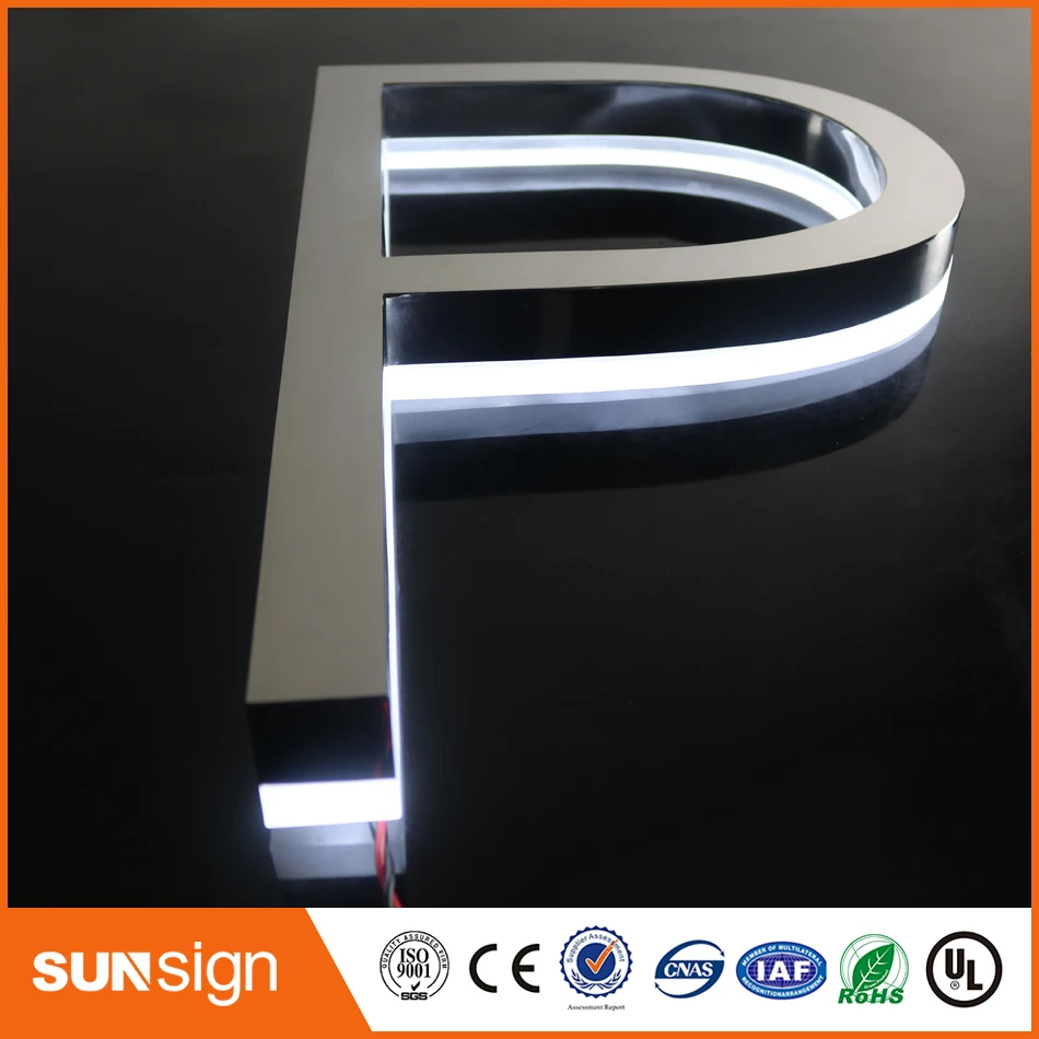 Waterproof advertising illuminated letters signs 3D channel letters backlit and front lit letters