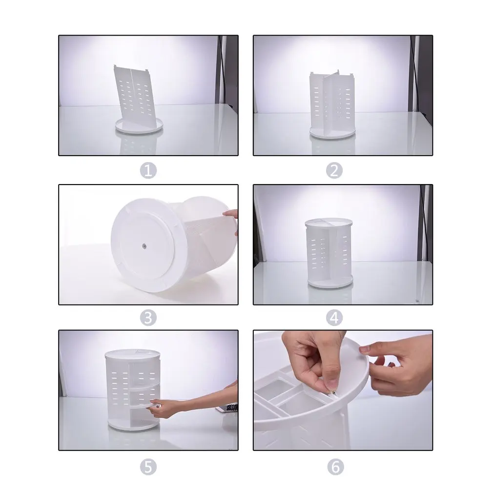 Layered Design 360 Degree Rotatable Multifunction Plastic Cosmetic Storage Rack White | Дом и сад