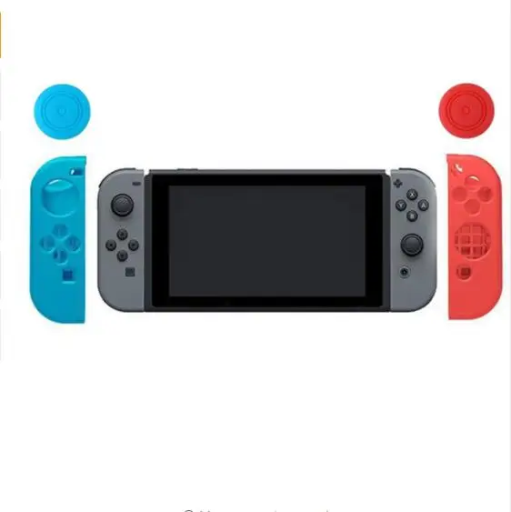 Left blue Right red Силиконовый мягкий защитный чехол из кожи чехол+ JoyCon геймпад джойстик ручки джойстик колпачки Крышка для kingd переключатель NS Joy-Con контроллер - Цвет: Left blue Right red