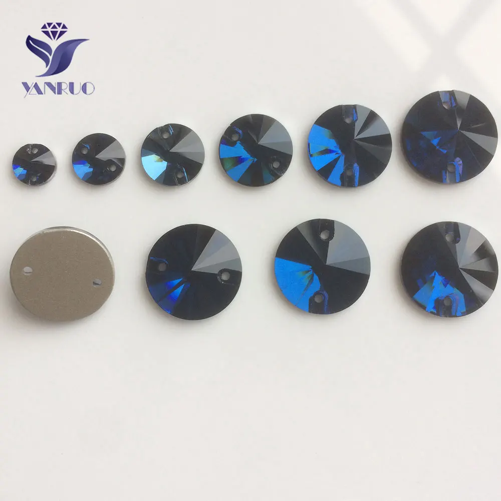 

YANRUO 3200 Rivoli Montana Sewing Crystal Sewing Flat back Rhinestones Sew on Stones Glass Crystals Dark Sapphire