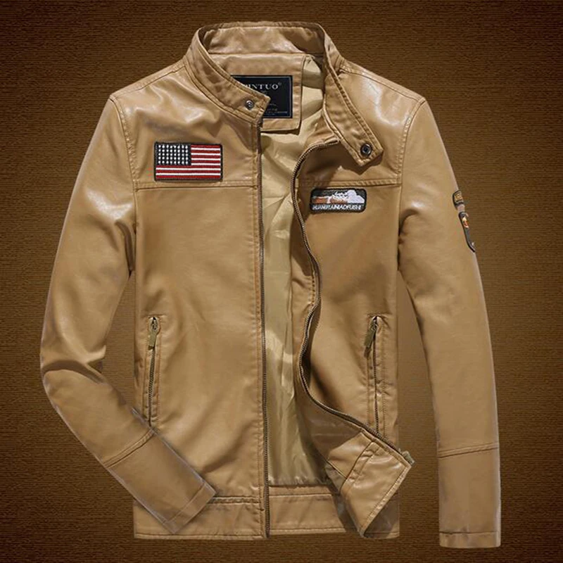 Новинка Осень-зима 2016 Мужская модная повседневная кожаная мужская куртка с