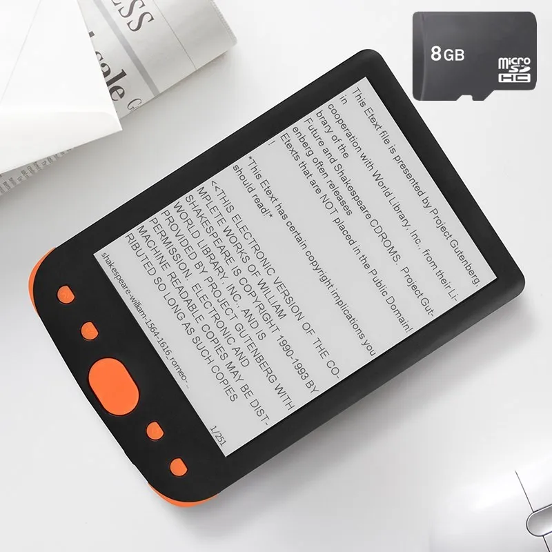 Orange 8 гбтф карта+ 8 Гб электронная книга ридер E-Ink 6 дюймов электронные книги e-Reader 800x600 разрешение дисплея 300 dpi с крышкой E-reader - Цвет: Orange