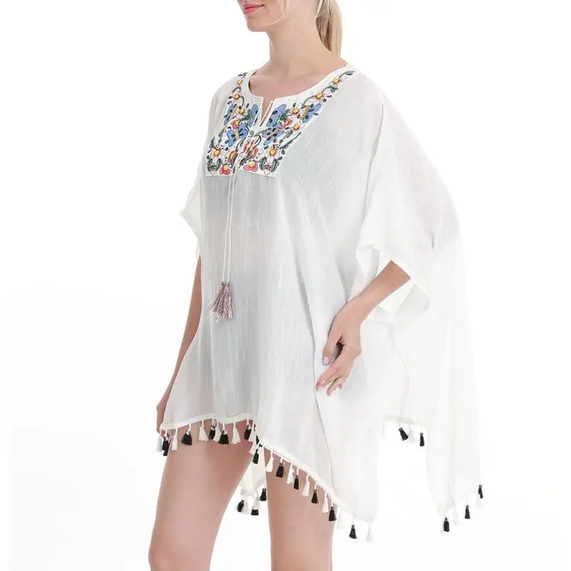 New Arrivals Beach Cover up White Tassel Swimwear Ladies Walk on The Sexy Praia Wear | Женская одежда - Фото №1