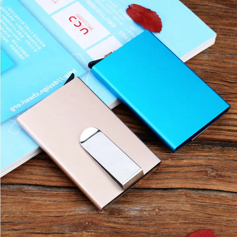 Металлический кошелек для визитных карточек 2019 автоматический всплывающий ID