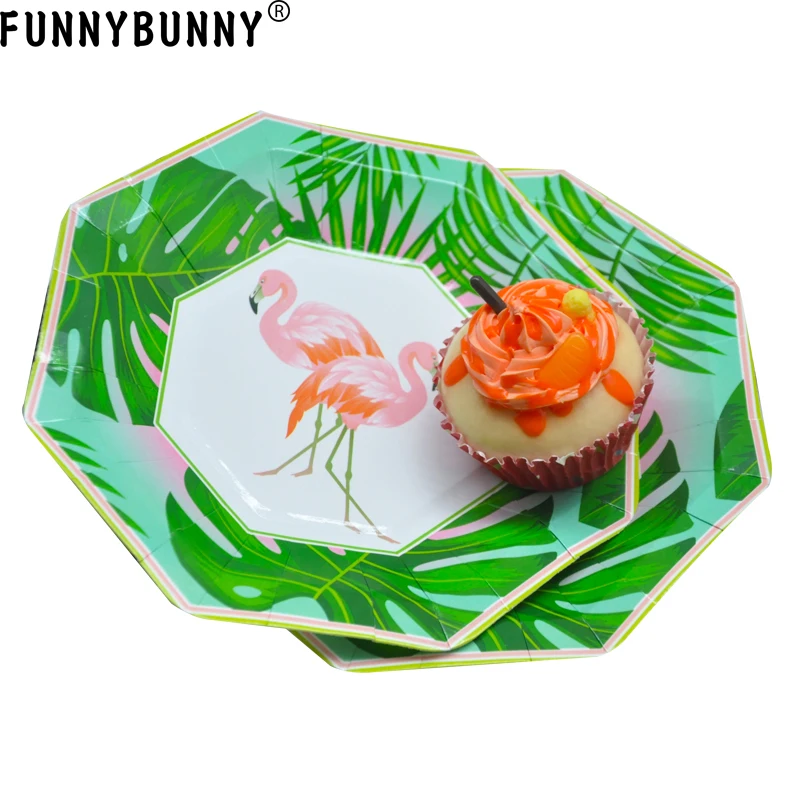 Одноразовые бумажные тарелки FUNNYBUNNY для вечеринок в стиле фламинго | Дом и сад