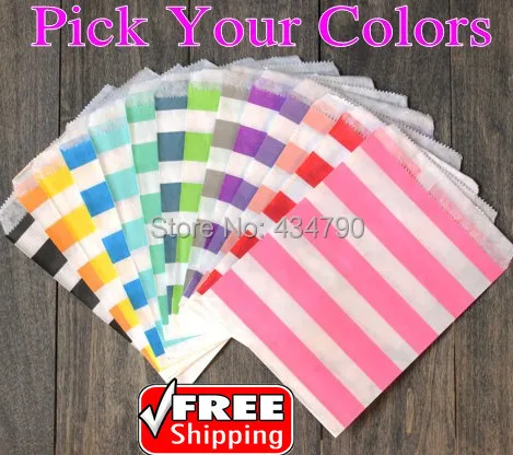 

200pcs Pick Your Colors Sailor Stripe Party Paper Favor Bags,Personalized Holiday Kids Snack Popcorn Candy Treat Gift Bag Bulk