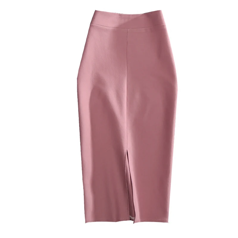 

2020 summer new basic version high waist bag hip open thin professional OL step skirt long skirt