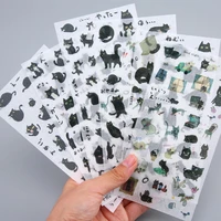 6 sheetspack black cat decorative stationery stickers scrapbooking diy diary album stick lable