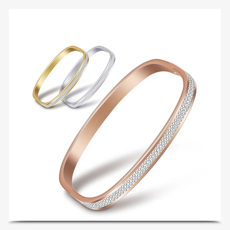 Женские браслеты из нержавеющей стали Открытый браслет с двойным рядом