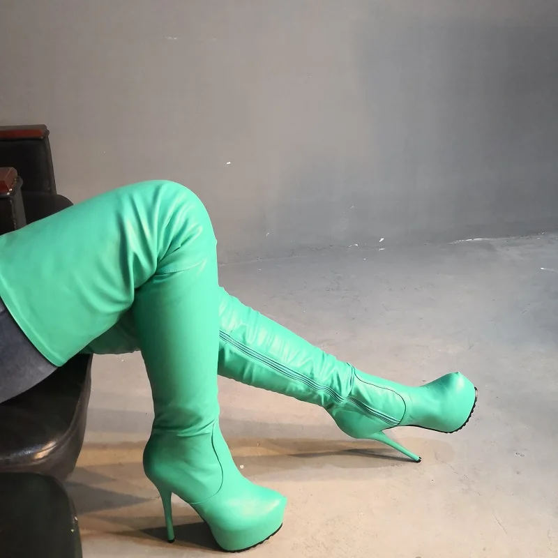 Женские ботфорты на молнии тонком высоком каблуке|Ботфорты| |