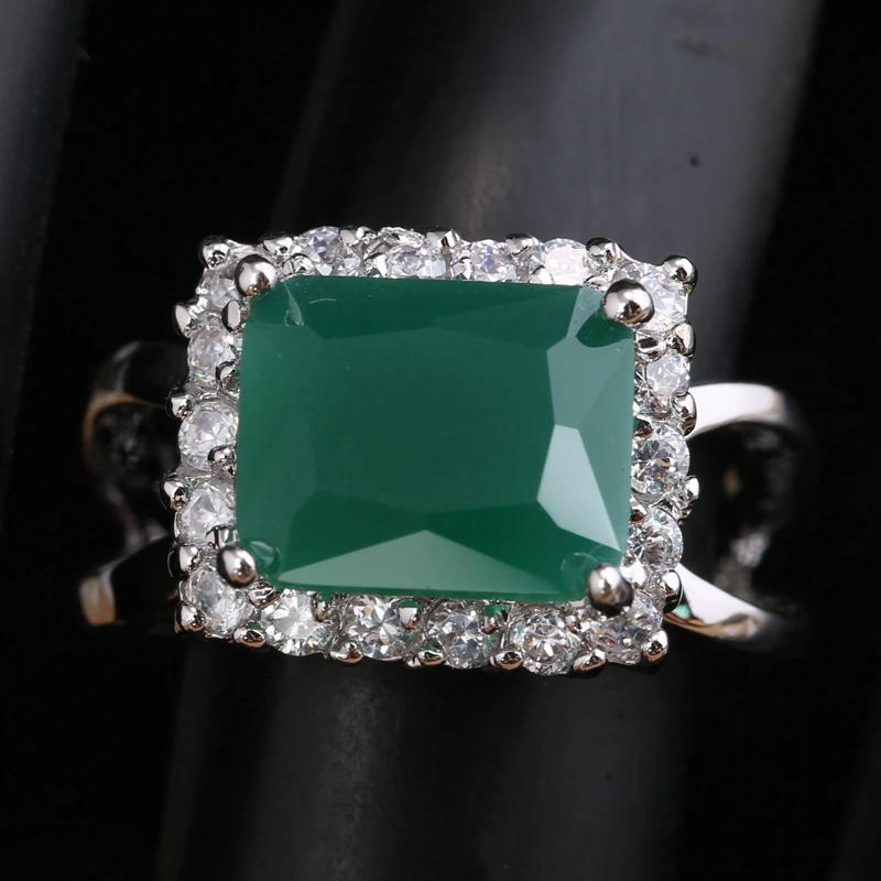 

Превосходное зеленым фианитом белых камней 925 серебро Jewelrys для Для женщин Кольца США # Размеры 6 7 8 9 S1745