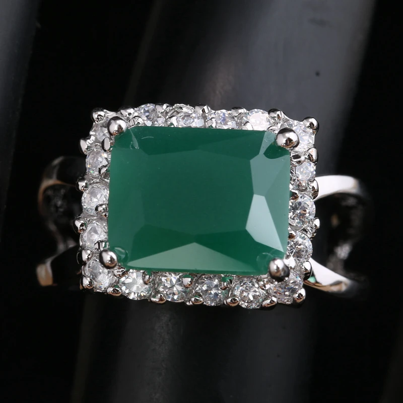Превосходное зеленым фианитом белых камней 925 серебро Jewelrys для Для женщин Кольца