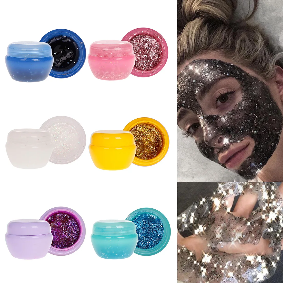 Romantic Mask Refreshing Moisturizing Firming Bright Star Glitter Glow Shiny Sequins Black Exfoliating | Красота и здоровье