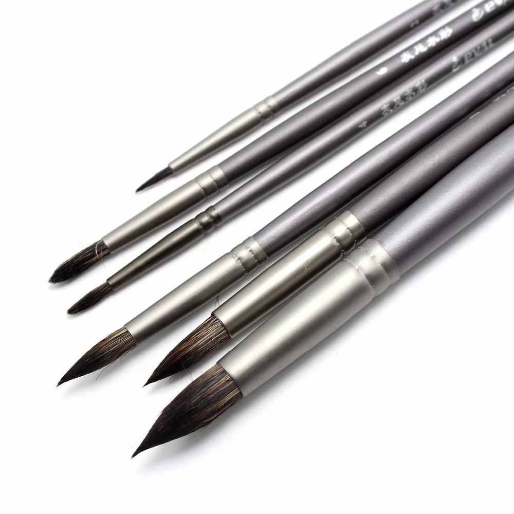 

6 Pcs Artist's Paint Brush Gouache Brushes Hair Squirrel Round Brush for Watercolor Oil Acrylic Art School Supplies material6 Pc
