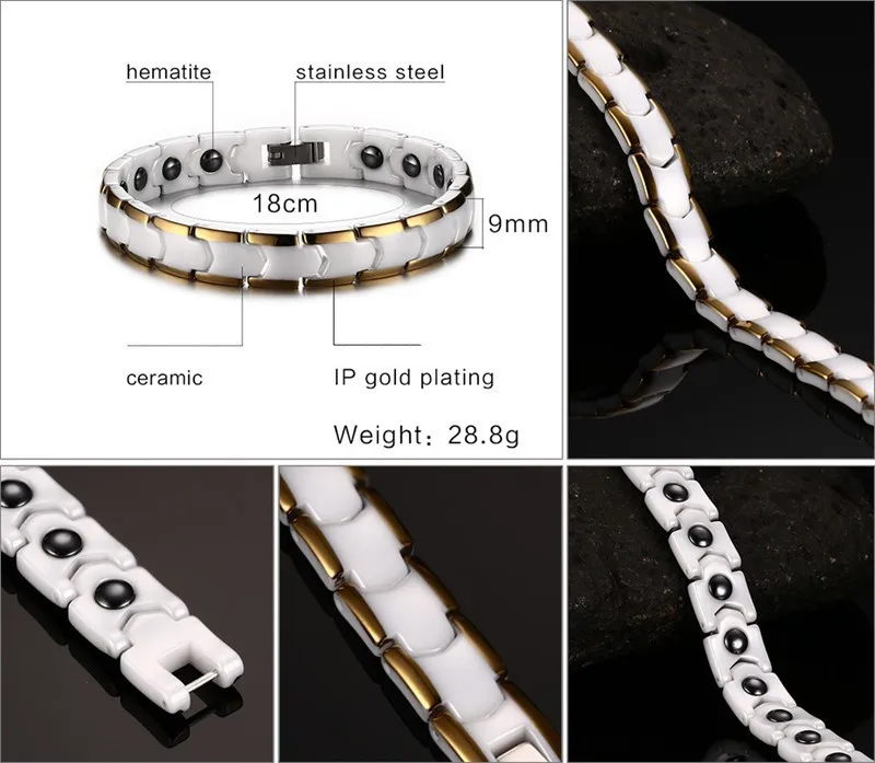 Женские браслеты из керамики и гематита CC магнитная повязка на руку титановой