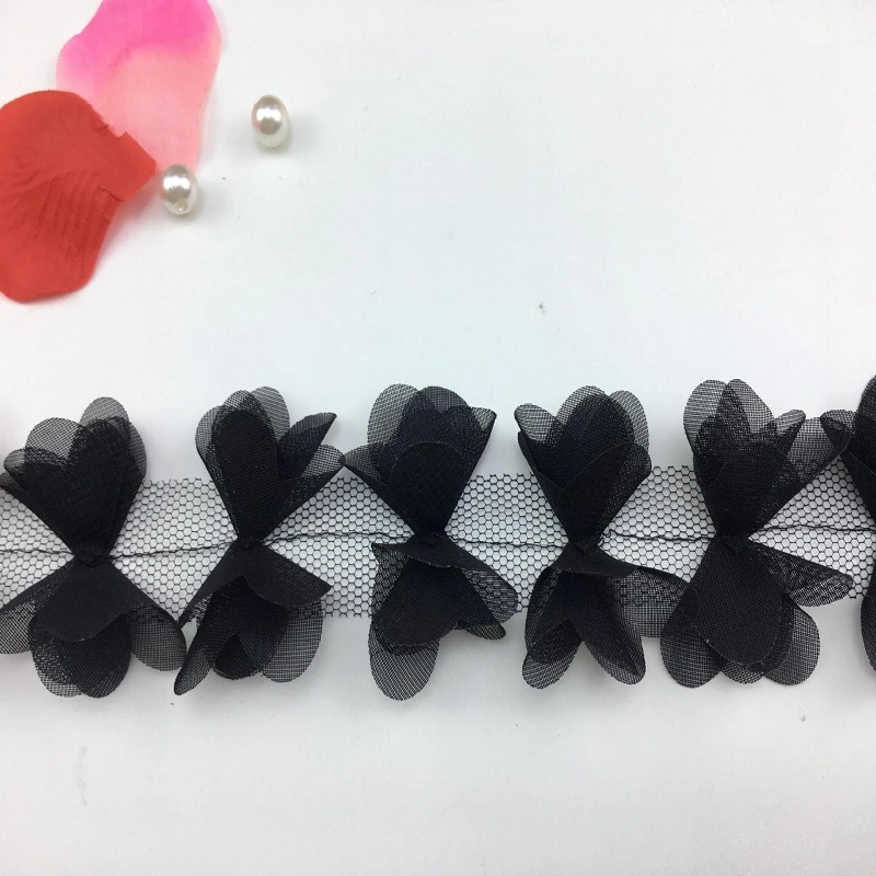 Многоцветный красивый шифон 3D кружевной отделкой ткани украшения DIY аксессуары