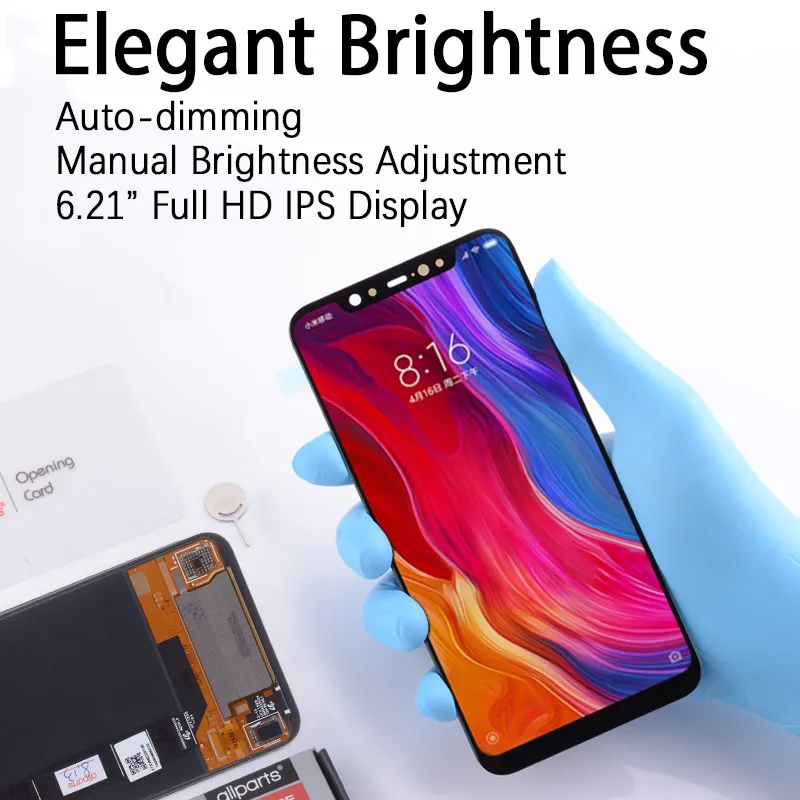 Дисплей для Xiaomi Mi 8 LCD в сборе с тачскрином 6.21'' черныйсплей