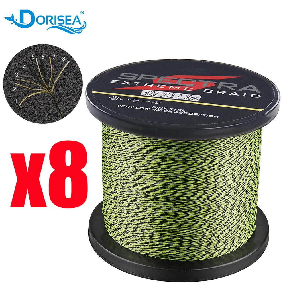 Dorisea 1000M 13 Colors 100% PE Super Strong PE Dyneema Braided Fishing Line 