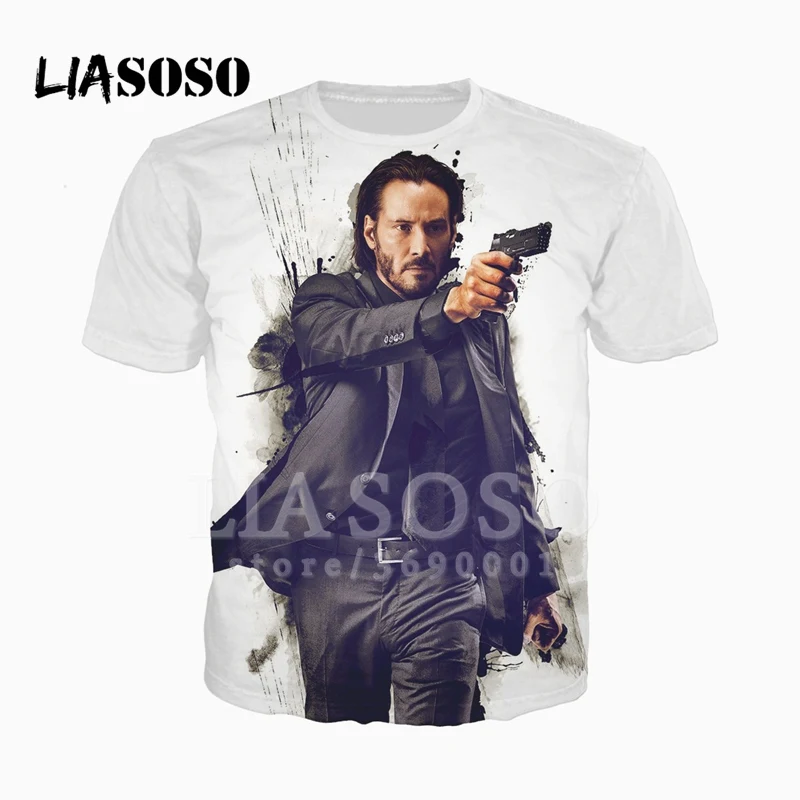 2 LIASOSO, 3D принт, для женщин и мужчин, фильм, Джон уик, футболка, летняя футболка, повседневный пуловер, хип-хоп, модный, короткий рукав, X2346 - Цвет: 2