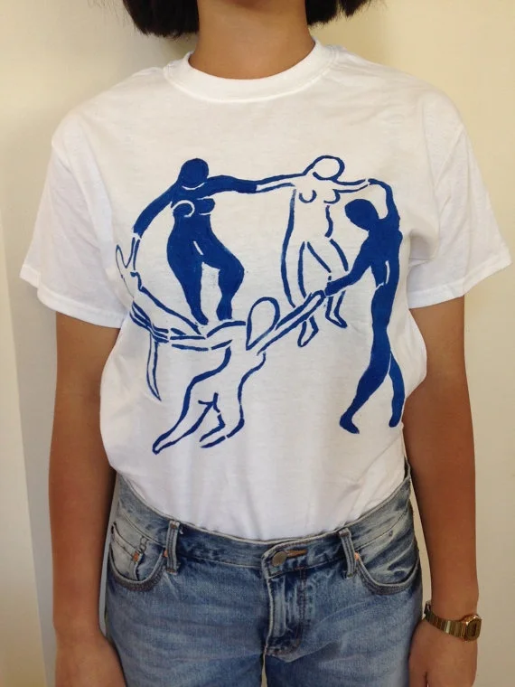 hahayule Matisse The Dance Painting VintageT-Shirt Unisex Tumblr Grunge Aesthetic Graphic Tee Cute Funny Shirt White | Женская одежда