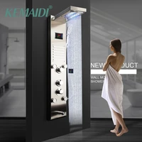 kemaidi black nickel brushed digital display shower panel column led rain waterfall shower 2 way spa jets bath shower mixer