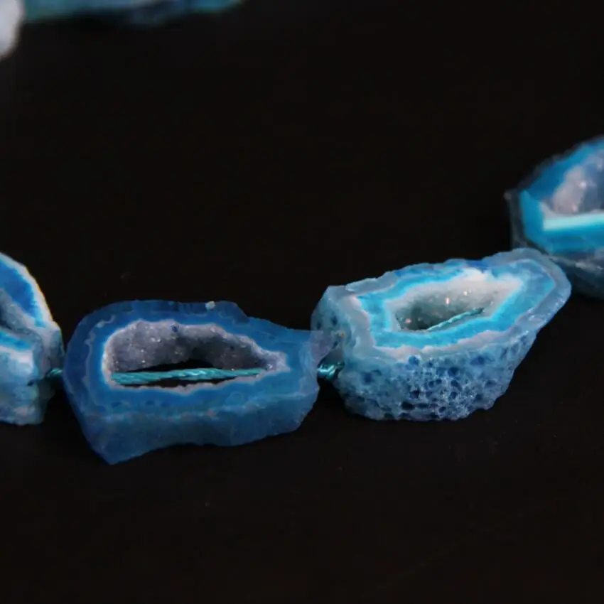 13-15 шт./strand натуральных агатов кластеры Geode Drusy Плиты Бисер, синий кристалл кварца Druzy Slice самородок Подвески Ювелирных изделий