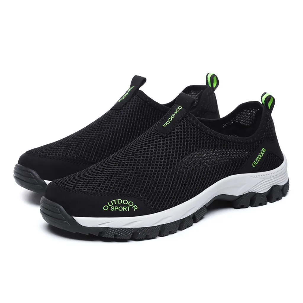 Черный Spring autumn Shoes casual solid Hot Sale Men's Fashion Leisure Climbing shoes Men breathable mesh Running Sport Sneakers - Цвет: Черный