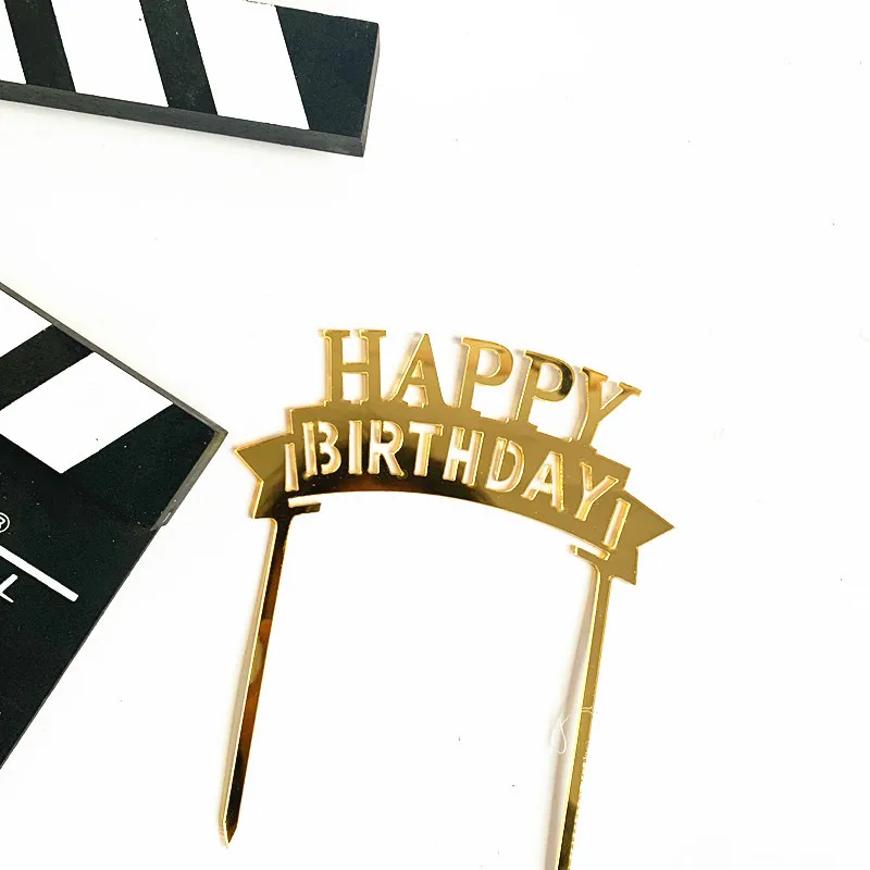 INS с днем рождения акриловый торт Топпер лазер золотые звезды усы кекс для