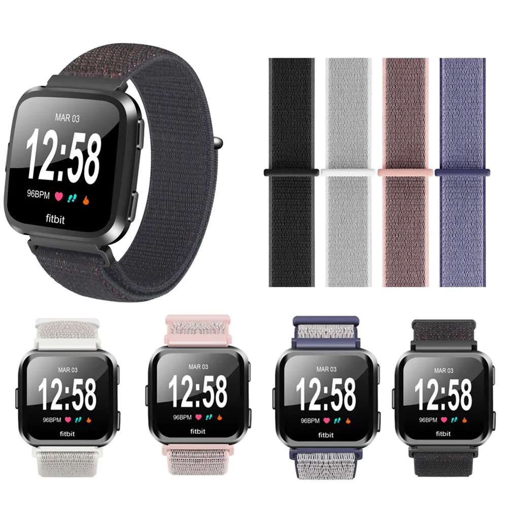 Нейлоновые полосы для Fitbit Versa 23 см дышащие мягкие петли ремешок спортивные