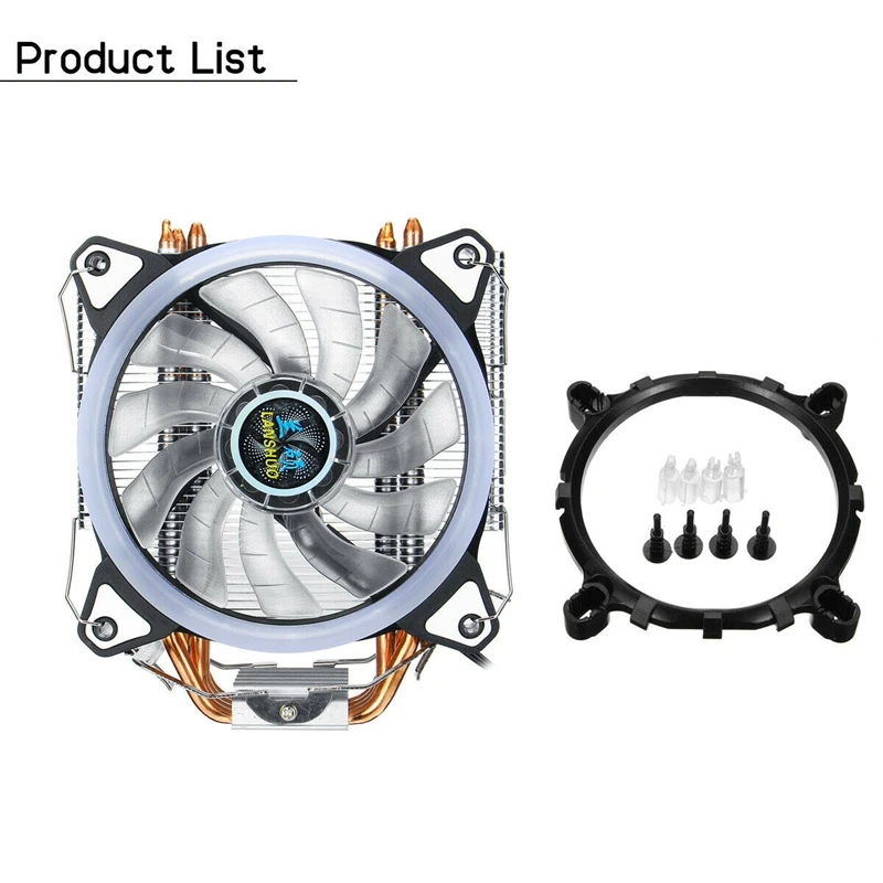 Кулер для процессора 4 тепловых трубки 3Pin 120 мм Led Rgb вентилятор бесшумный Lga