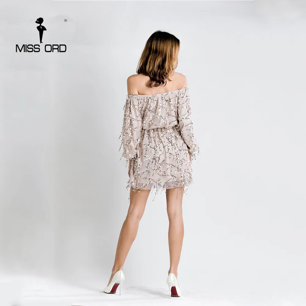 Женское платье с короткими рукавами Missord золотистое блестками модель FT4112 2020|sequin