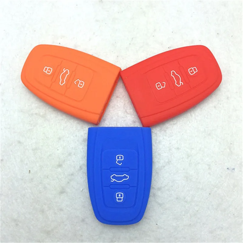 

BBQ@Fuka 3 Buttons Silicone Gel Car Key Case For Audi Unverse Car Model Smart Keyless Entry Eight Bright Color With Lowest Price