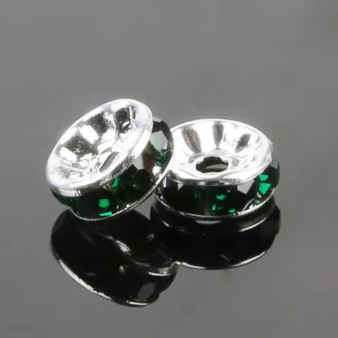 Металлические бусины со стразами Rondelles 6мм 8мм, 50 шт.