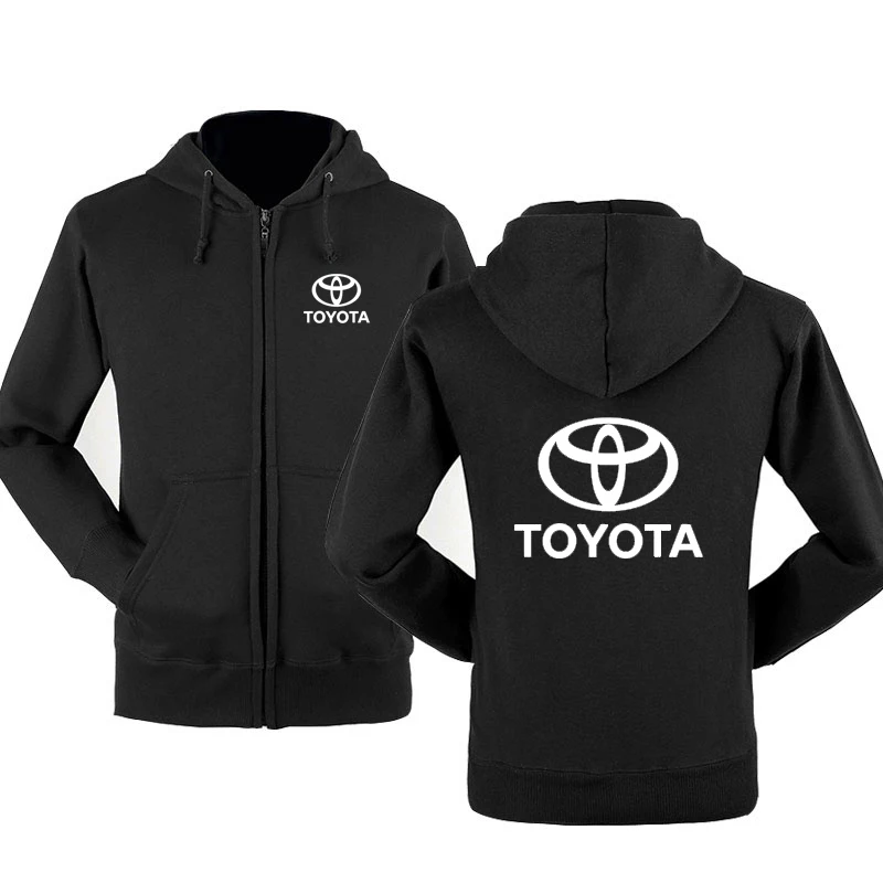 Новая модная толстовка с логотипом Toyota, мужская толстовка с капюшоном, весна-осень, флисовая хлопковая куртка на молнии, хип-хоп Harajuku, мужская одежда - Цвет: Черный
