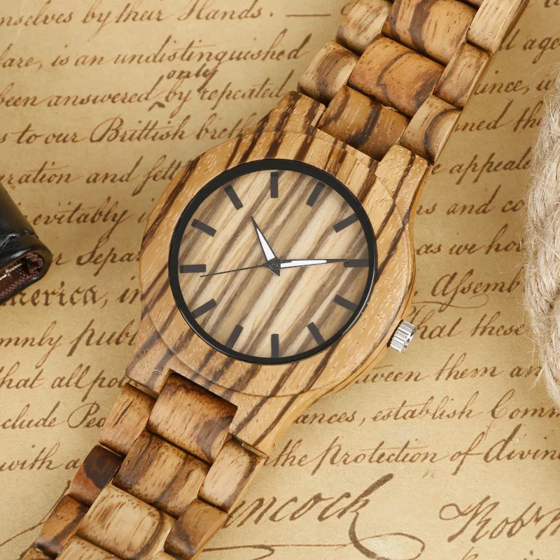 Часы мужские кварцевые в полоску креативные наручные часы с бамбуковым корпусом