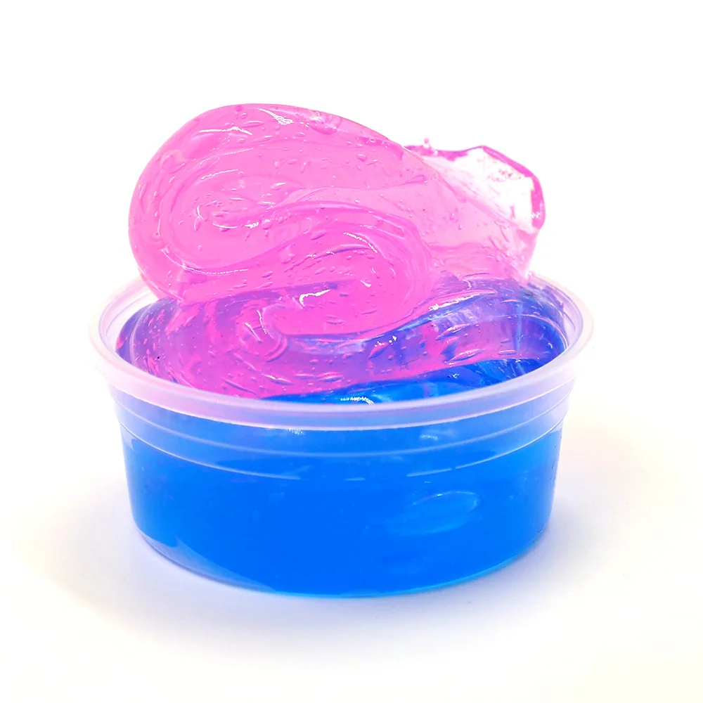 Blue and Pink DIY Clear Slime Colorblock Gradient Crystal Mud Slime игрушки для детей с Lizun прозрачная пушистая глина взрослые антистрессовые подарки - Цвет: Blue and Pink