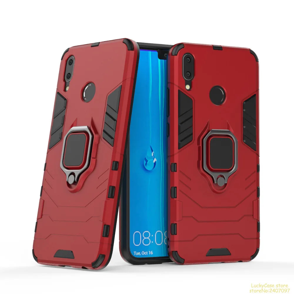 С кольцом-подставкой Гибридный бронированный чехол для телефона huawei Y9 2019