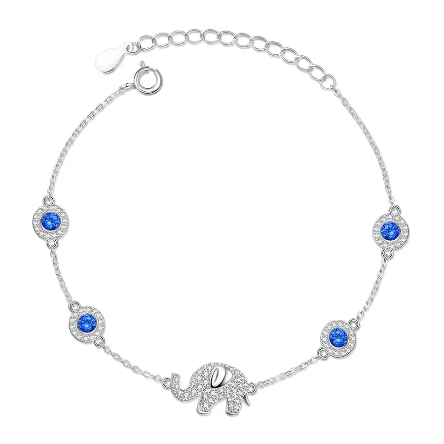 Браслеты KALETINE Luck Elephant от сглаза для женщин, 925 пробы, серебряные, синие камни, мужские браслеты с кристаллами,, ювелирные изделия ручной работы