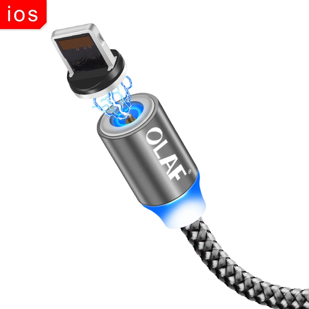 Gray IOS Олаф 1 м 2 м Быстрая Зарядка светодиодный Micro usb type C кабель для Xiaomi для samsung мобильного телефона зарядное устройство Шнур для iPhone 7 8 X XR XS Max - Цвет: Gray IOS