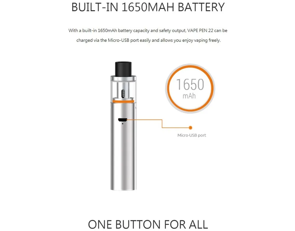 SMOK Vape Pen 22 комплект 1650 Ом двухъядерный со встроенным аккумулятором мАч светодиодный индикатор электронная сигарета vs vape nord 22