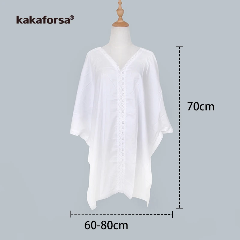 Kakaforsa, хлопковый пляжный купальник-бикини, накидка, свободный халат, парео, Женский Одноцветный купальник, купальный костюм, накидка