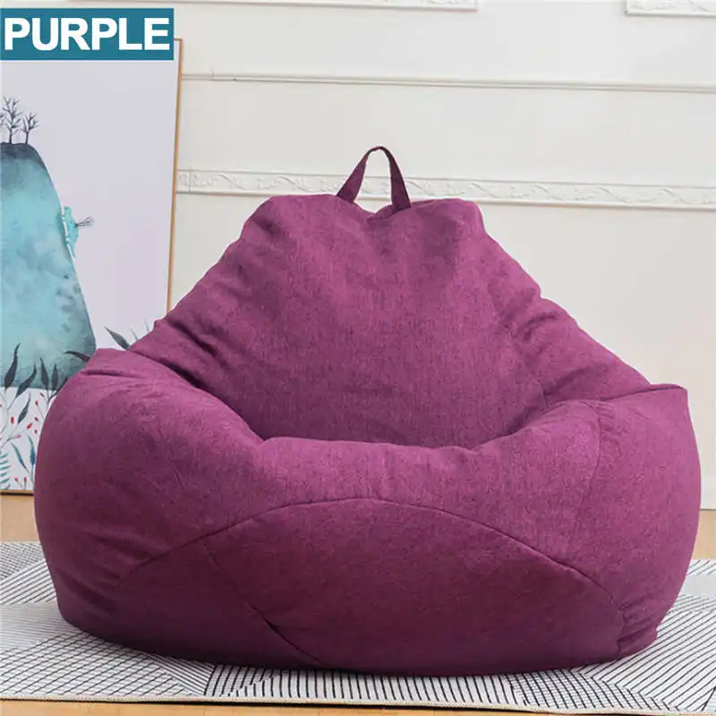 purple XL Мешок для бобов, Одноцветный шезлонг, стул, диван, хлопок, лен, Beanbag, диваны, водонепроницаемый, чучело, для хранения игрушек, чехол для стула, для гостиной - Цвет: purple XL