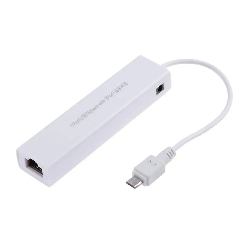 Micro USB 2 0 концентратор в сеть LAN адаптер Ethernet RJ45 с 3 портами 10/100 Мбит/с Проводная