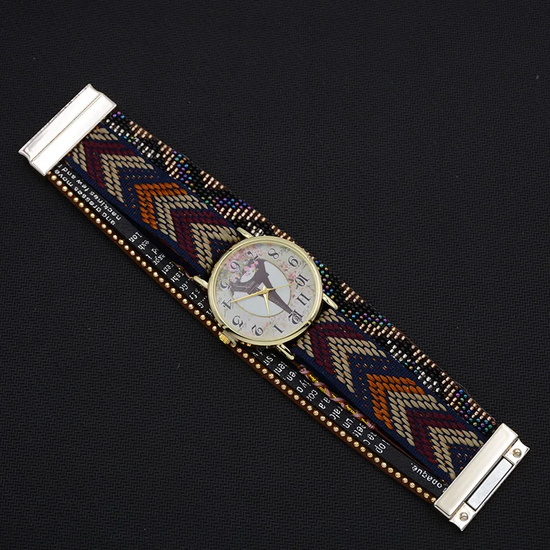

WELLMORE 2018 new style leather bracelet watch fashion&casual Eiffel Tower flowers quartz Wristwatches for women