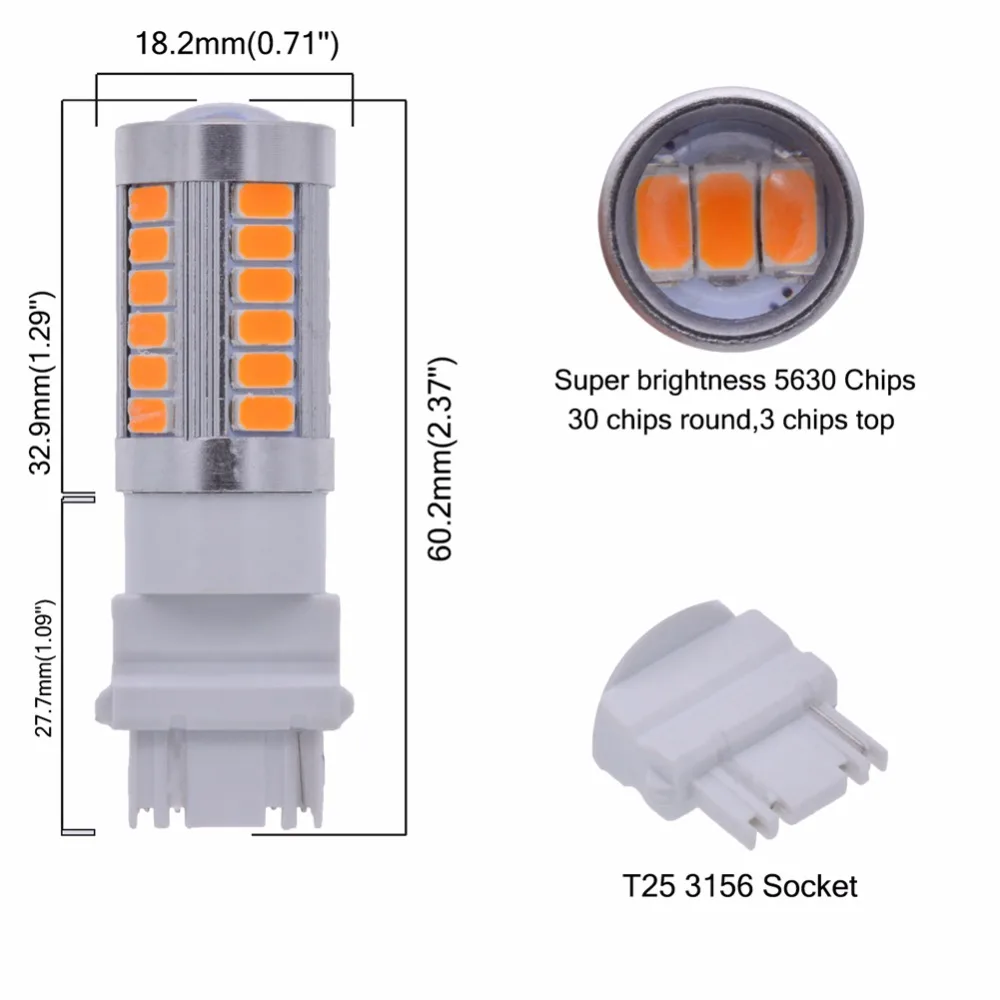 4 шт. T25 3156 33 SMD светодиодные лампы 5630 Светодиодные Автомобильные задние тормозные