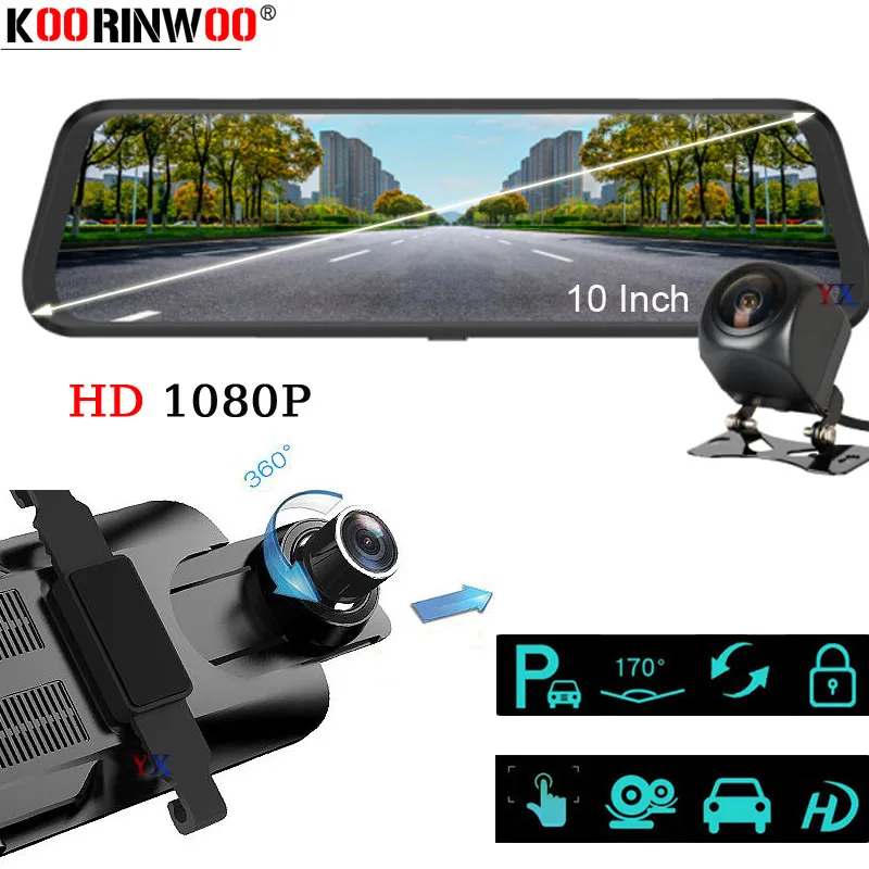 Автомобильный видеорегистратор Koorinwoo зеркало с двойным 9 68 1920 P полный сенсорный